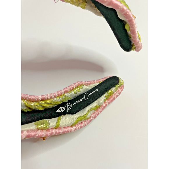 Brianna Cannon Embellished Knotted Headband Chartreuse & Blush Jacquard Size XS